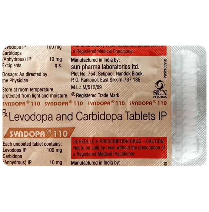 Syndopa 110 Tablet Levodopa 100mg + Carbidopa 10mg