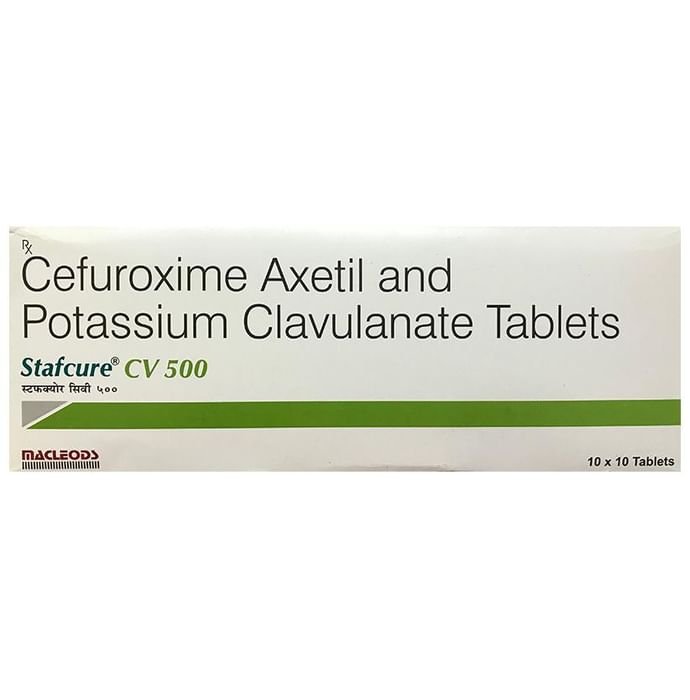 Stafcure CV 500 Tablet Cefuroxime 500mg + Clavulanic Acid 125mg