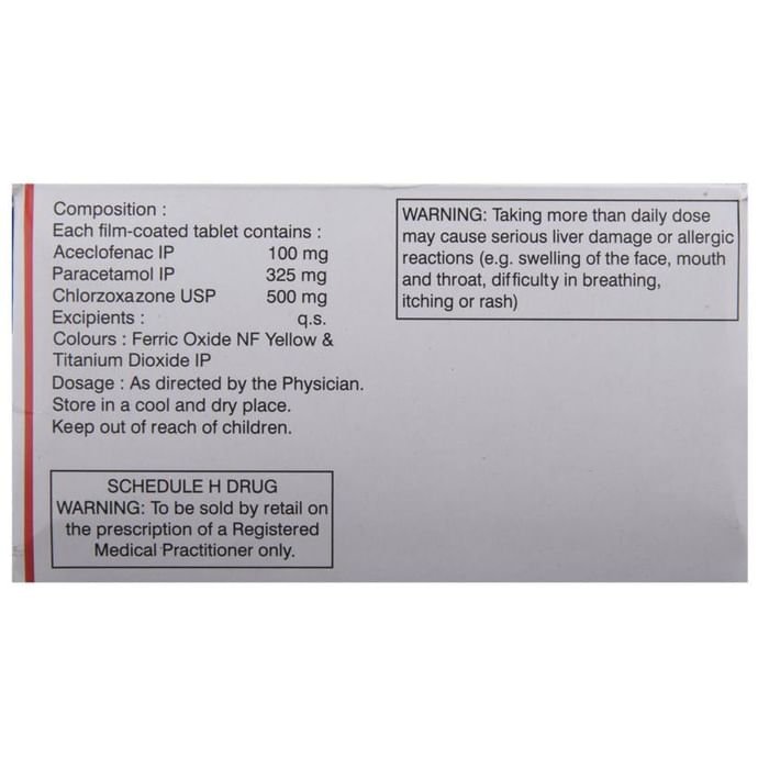 Aceclo-MR Tablet Aceclofenac 100mg + Paracetamol 325mg + Chlorzoxazone 500mg