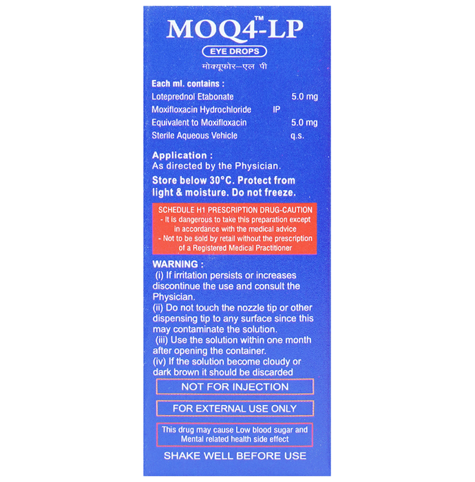 Moq4 LP Eye Drop Loteprednol etabonate 0.5% w/v + Moxifloxacin 0.5% w/v