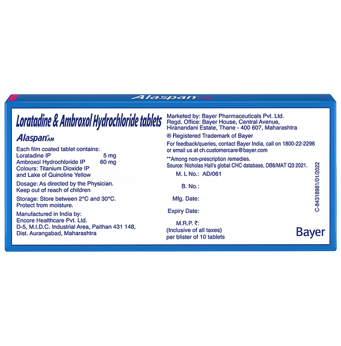 Alaspan AM Tablet Ambroxol 60mg + Loratadine 5mg