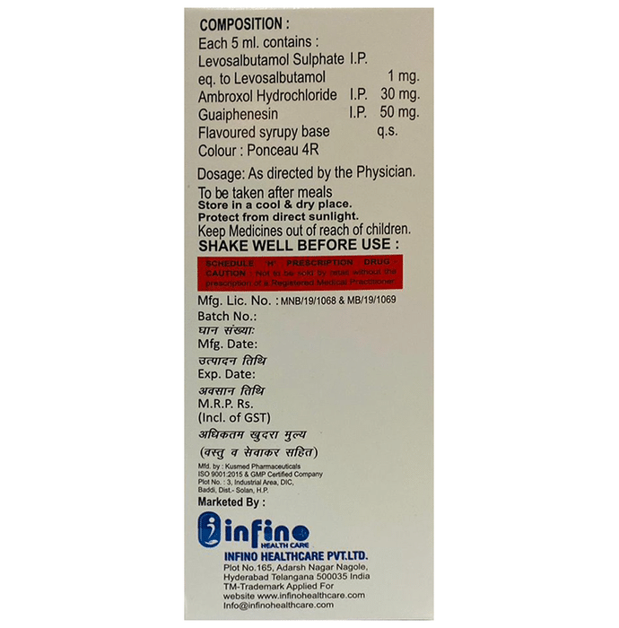 Bartuss-LS Expectorant    Levosalbutamol 1mg + Ambroxol 30mg + Guaifenesin 50mg