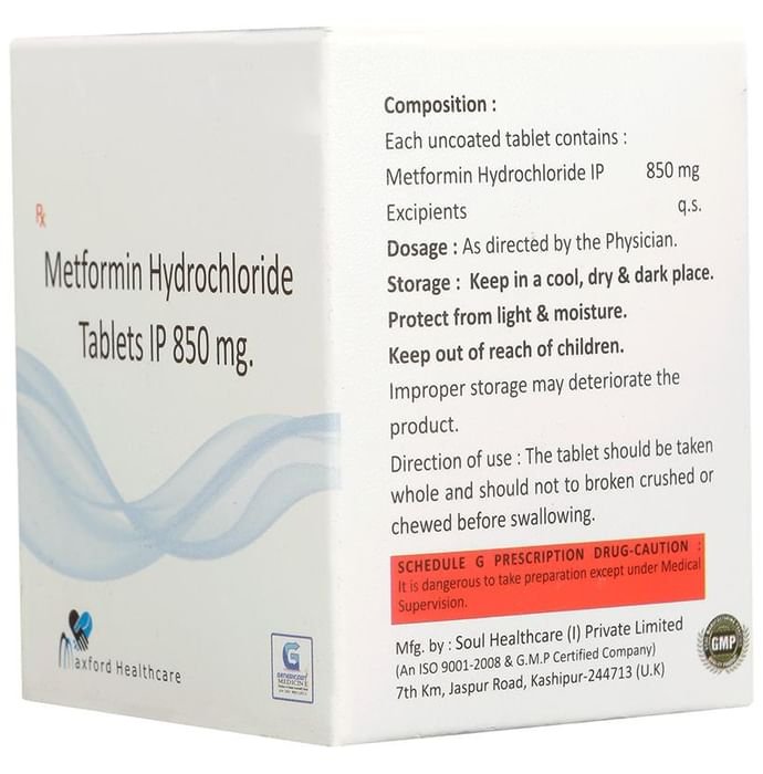 Genericart Metformin Hydrochloride 850mg Tablet    Metformin 850mg