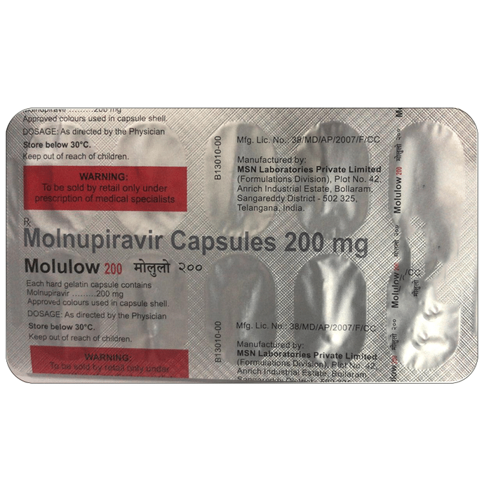 Molulow 200mg Capsule Molnupiravir 200mg