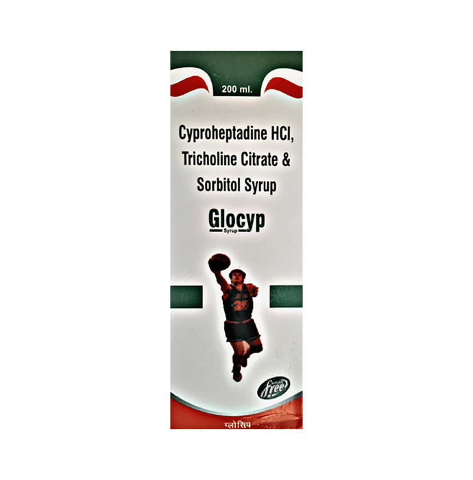 Glocyp Syrup    Cyproheptadine 2mg + Tricholine Citrate 275mg + Sorbitol 3.575gm