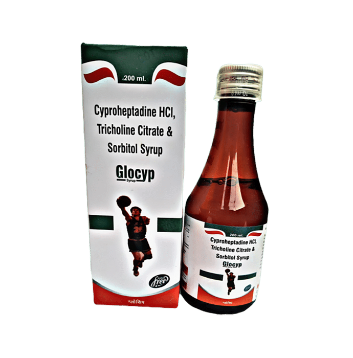 Glocyp Syrup    Cyproheptadine 2mg + Tricholine Citrate 275mg + Sorbitol 3.575gm