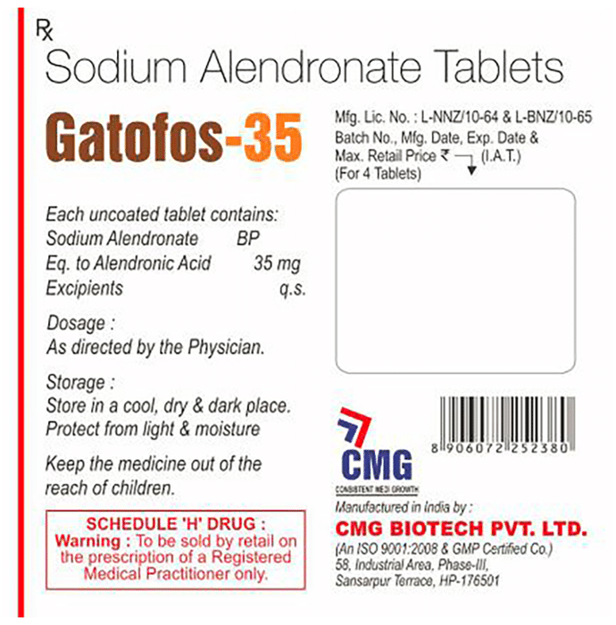 Gatofos 35 Tablet    Alendronic Acid 35mg