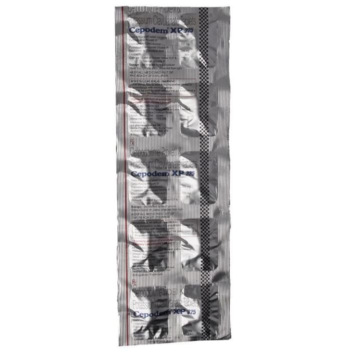 Cepodem XP 325 Tablet    Cefpodoxime Proxetil 200mg + Clavulanic Acid 125mg