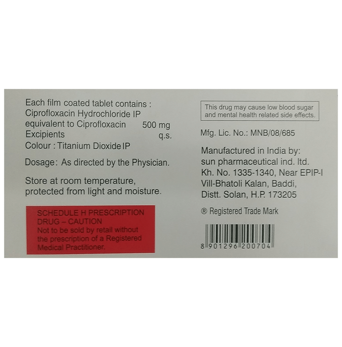 Cifran 500 Tablet    Ciprofloxacin 500mg