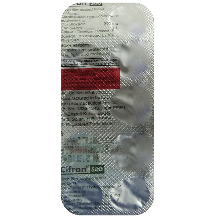 Cifran 500 Tablet    Ciprofloxacin 500mg