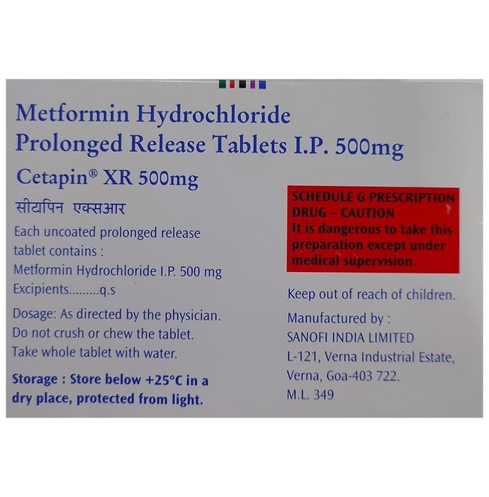 Cetapin XR 500mg Tablet    Metformin 500mg