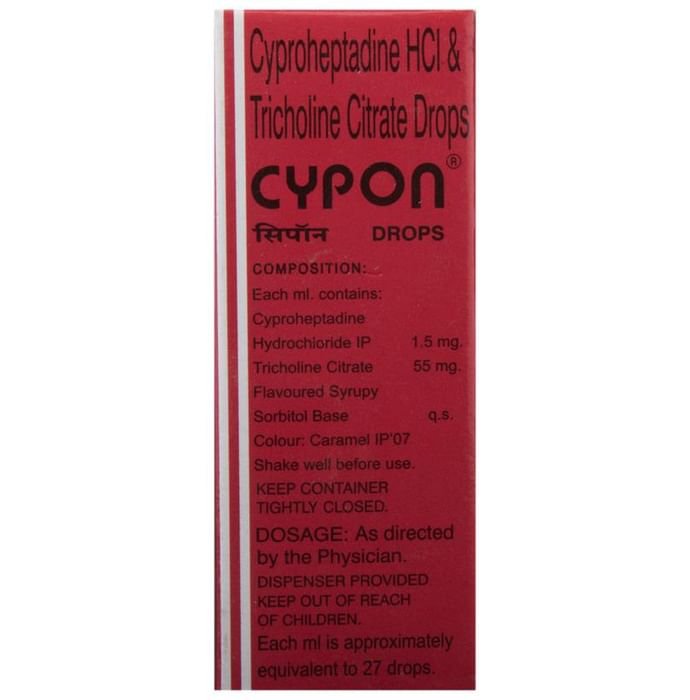 Cypon Oral Drops    Cyproheptadine 1.5mg + Tricholine Citrate 55mg