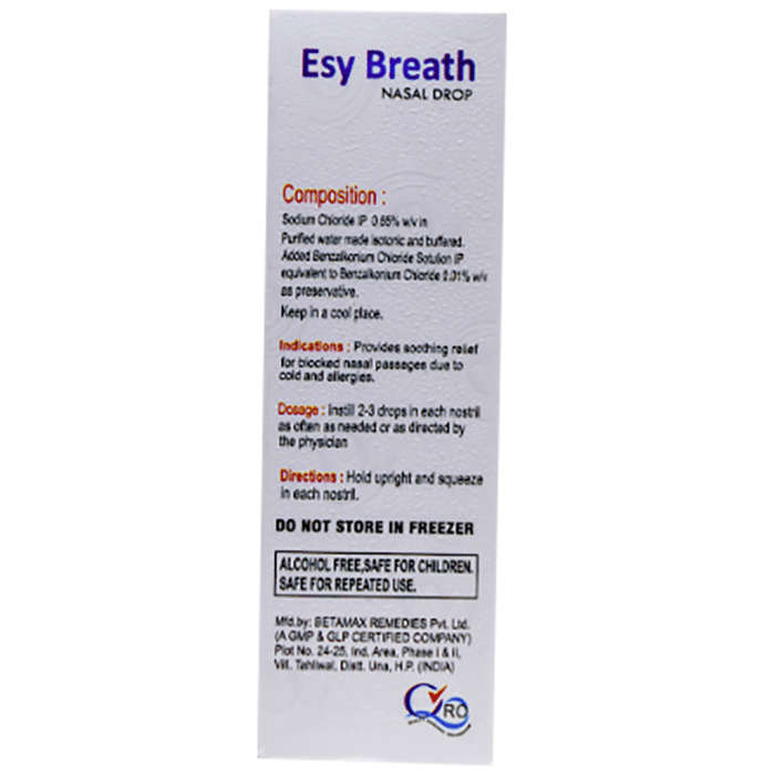Esy Breath Nasal Drop    Sodium Chloride 0.65% w/v