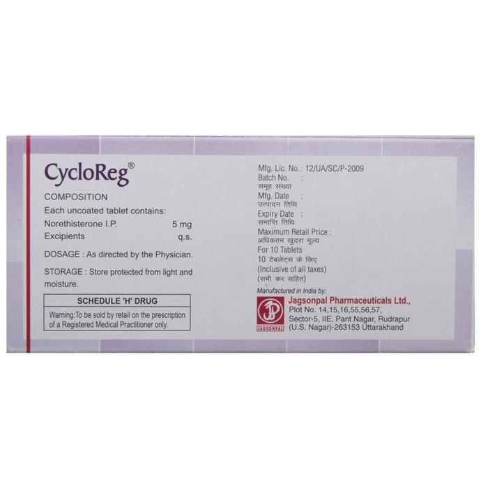 Cycloreg Tablet    Norethisterone 5mg