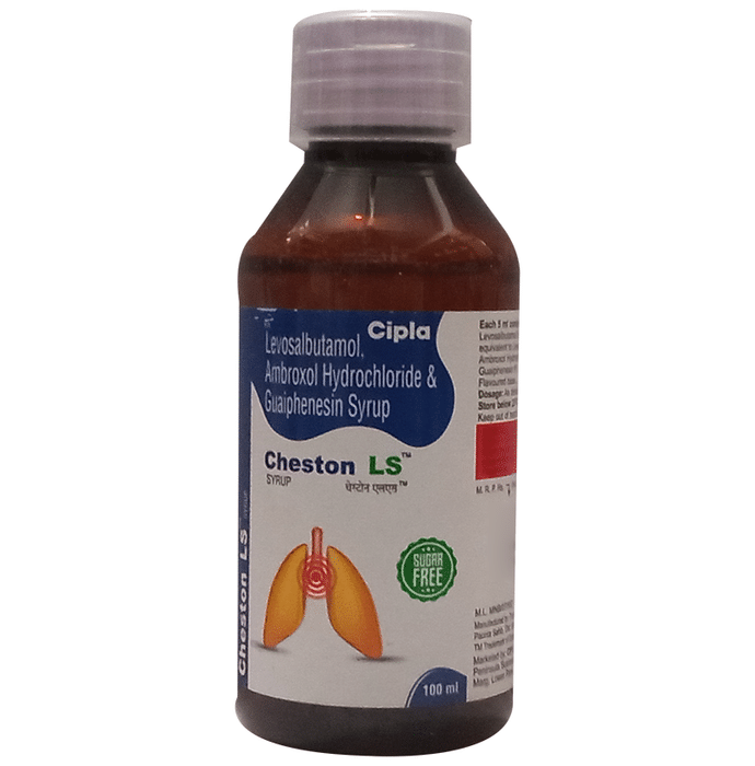 Cheston LS Syrup Sugar Free    Levosalbutamol 1mg + Ambroxol 30mg + Guaifenesin 50mg