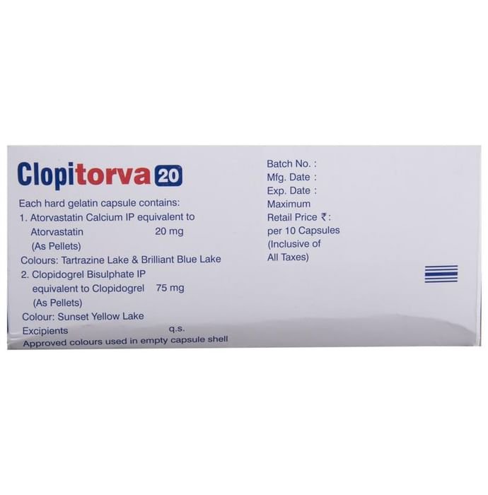 Clopitorva 20 Capsule    Atorvastatin 20mg + Clopidogrel 75mg