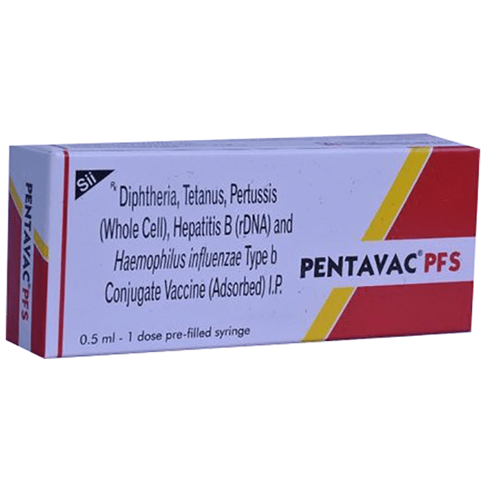 Pentavac PFS Vaccine    Diphtheria Toxoid 30IU + Tetanus Toxoid 40IU + Pertussis Toxoid 4IU + Hepati