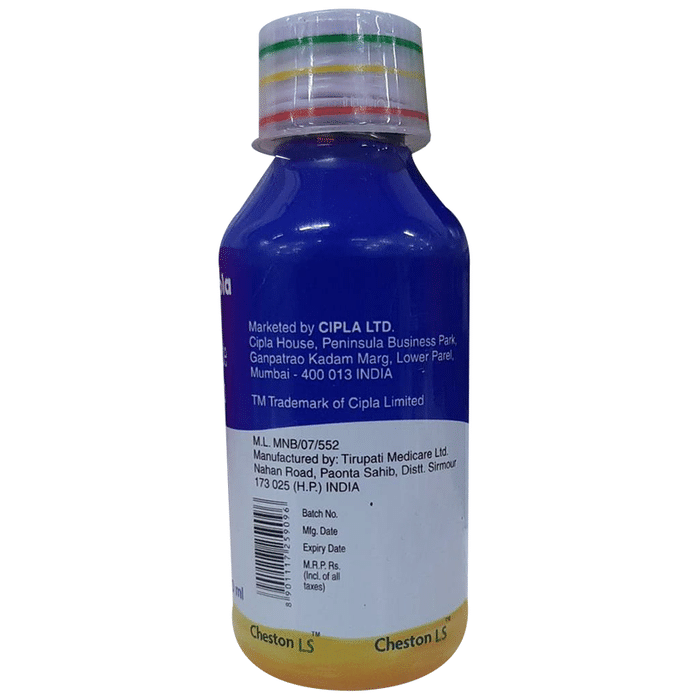 Cheston LS Syrup    Levosalbutamol 1mg + Ambroxol 30mg + Guaifenesin 50mg