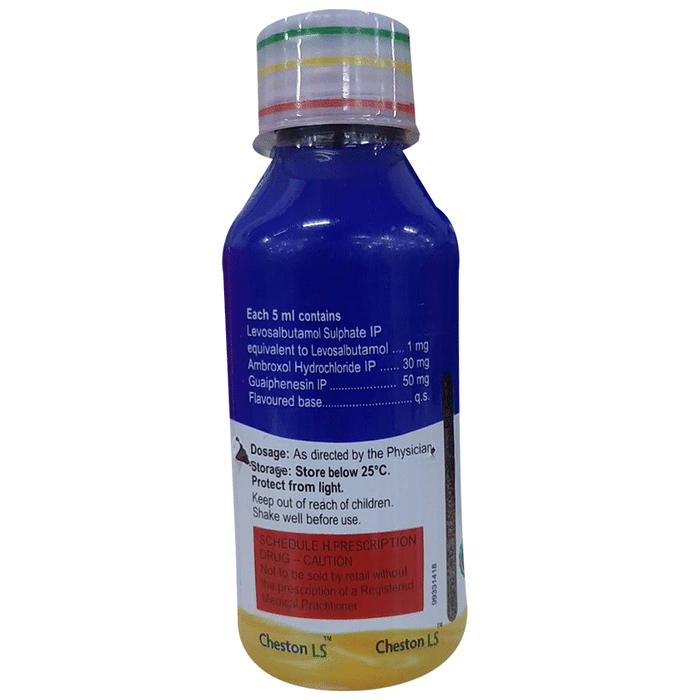 Cheston LS Syrup    Levosalbutamol 1mg + Ambroxol 30mg + Guaifenesin 50mg
