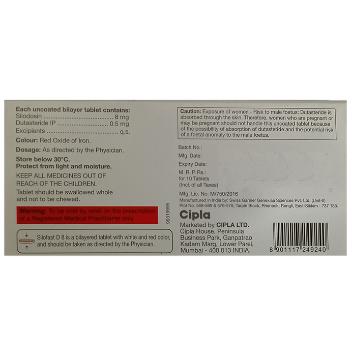 New Silofast D 8 Tablet    Silodosin 8mg + Dutasteride 0.5mg