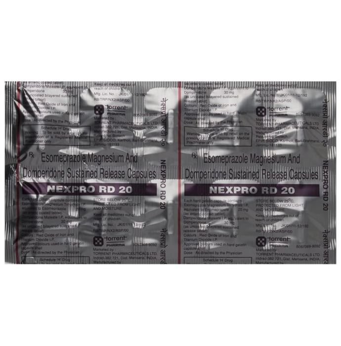 Nexpro RD 20 Capsule SR    Domperidone 30mg + Esomeprazole 20mg