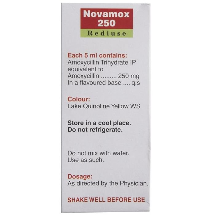 Novamox 250 Rediuse Oral Suspension    Amoxycillin 250mg