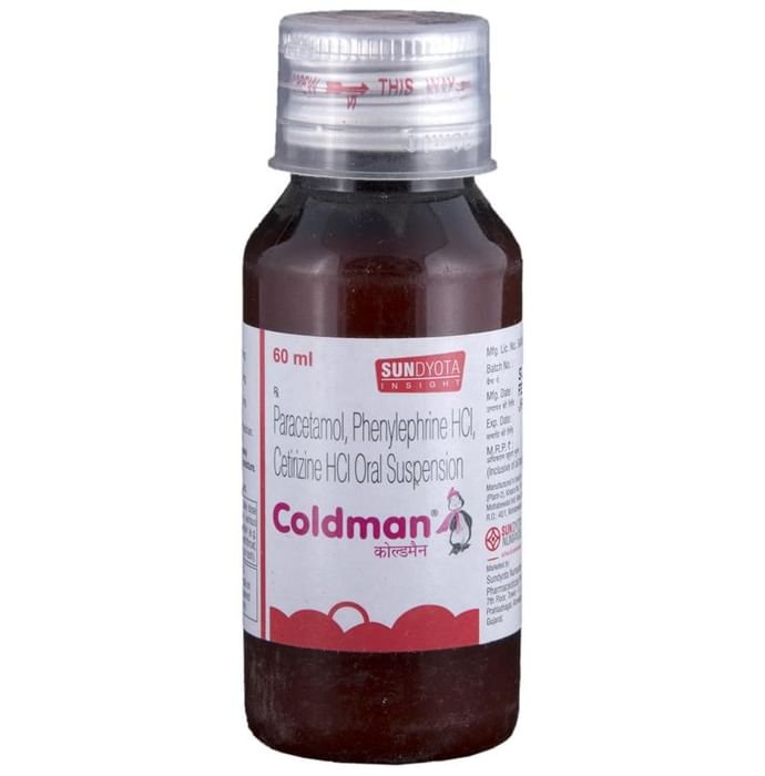 Coldman Oral Suspension    Cetirizine 2.5mg/5ml + Paracetamol 250mg/5ml + Phenylephrine 5mg/5ml