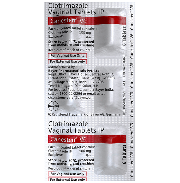 Canesten V6 Tablet VT    Clotrimazole 100mg