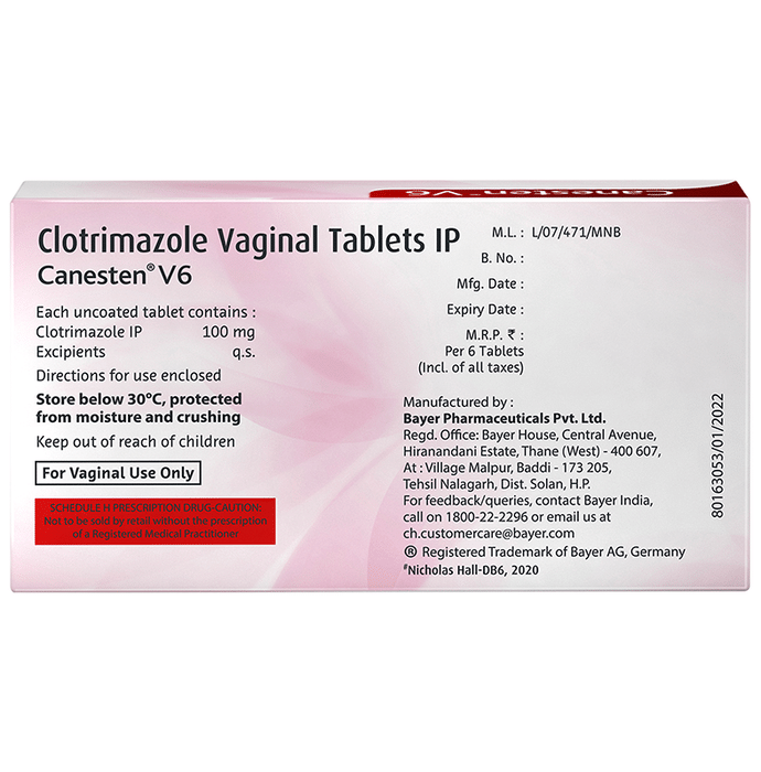 Canesten V6 Tablet VT    Clotrimazole 100mg