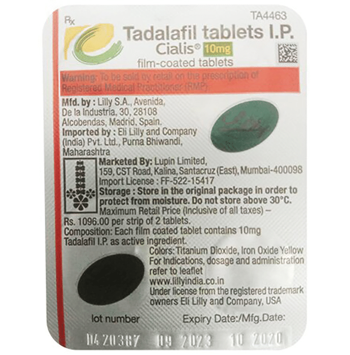 Cialis 10mg Tablet    Tadalafil 10mg