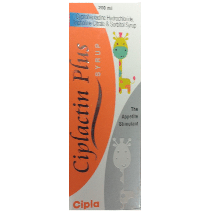 Ciplactin Plus Syrup    Cyproheptadine 2mg/5ml + Tricholine Citrate 275mg/5ml + Sorbitol 3.575gm/5ml