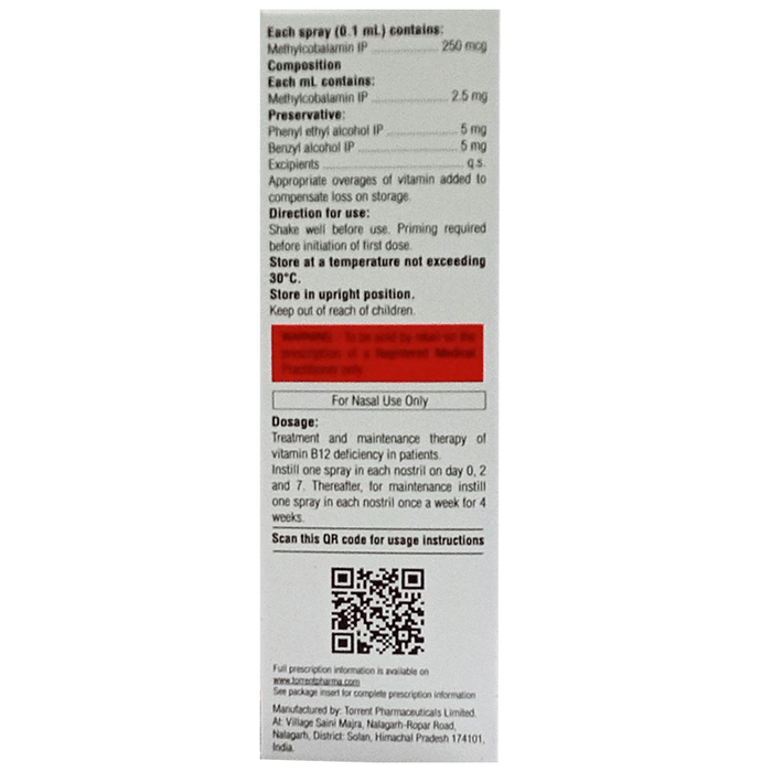Cobaswift NS Nasal Spray    Methylcobalamin 250mcg/ml