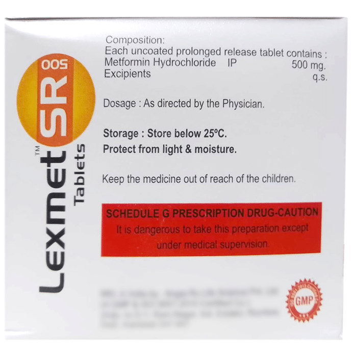 Lexmet SR 500 Tablet    Metformin 500mg