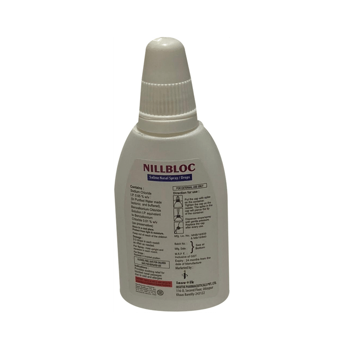 Nillbloc Saline Nasal Spray/Drop    Sodium Chloride 0.65% w/v