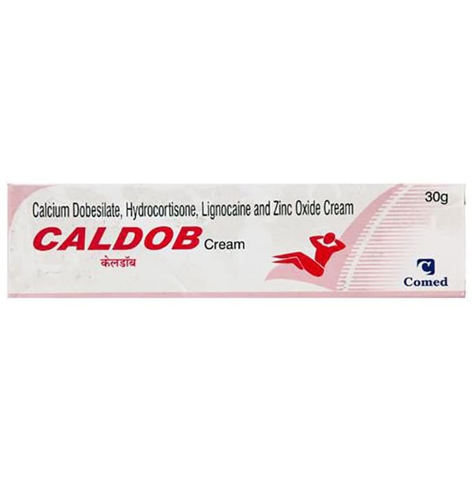 Caldob Cream    Lidocaine 3% w/w + Calcium Dobesilate 0.25% w/w + Hydrocortisone 0.25% w/w + Zinc 5%