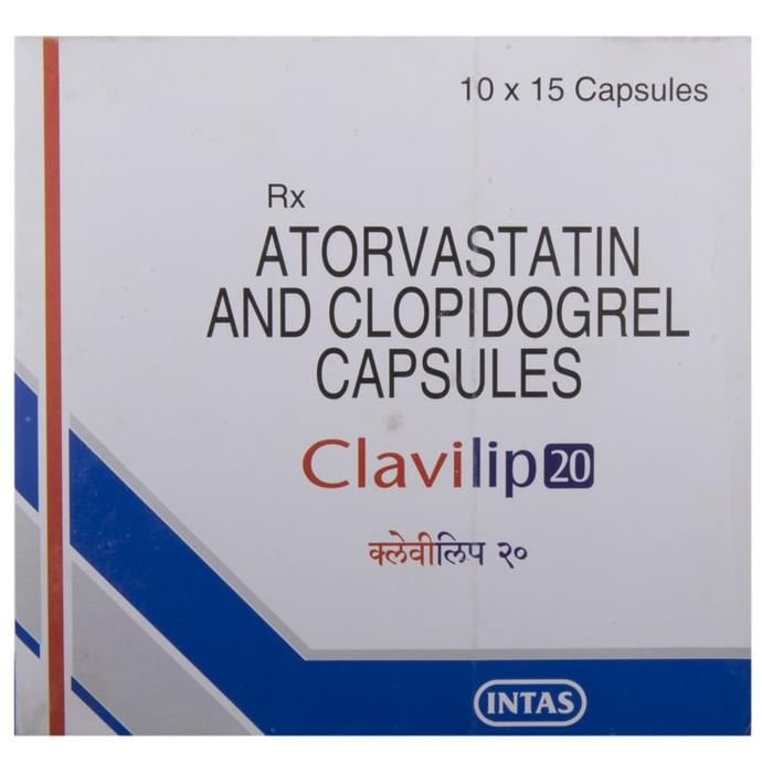Clavilip 20 Capsule    Atorvastatin 20mg + Clopidogrel 75mg