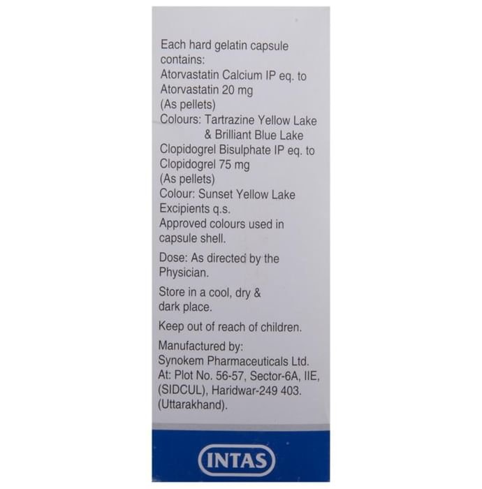 Clavilip 20 Capsule    Atorvastatin 20mg + Clopidogrel 75mg