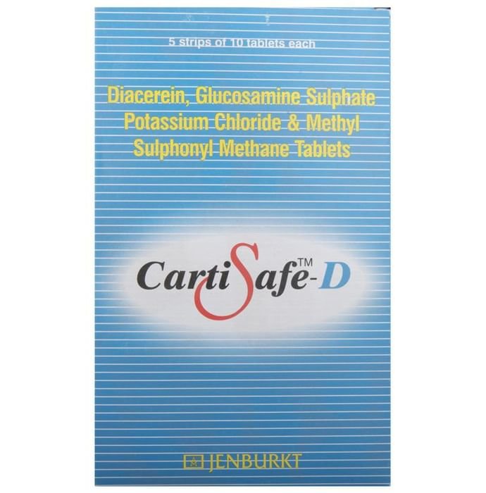 Cartisafe D Tablet    Glucosamine 750mg + Diacerein 50mg + Methyl Sulfonyl Methane 250mg
