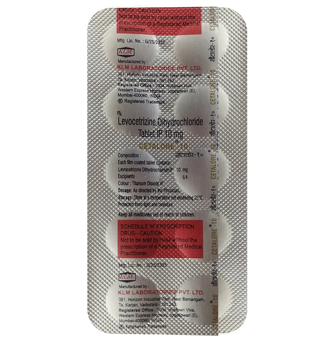 Cetalore 10 Tablet    Levocetirizine 10mg