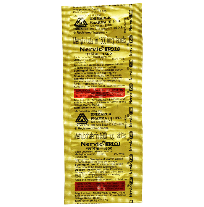 Nervic 1500 Tablet    Methylcobalamin 1500mcg