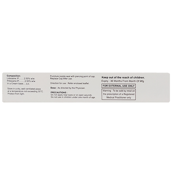 Prilido Cream    Prilocaine 2.5% w/w + Lidocaine 2.5% w/w