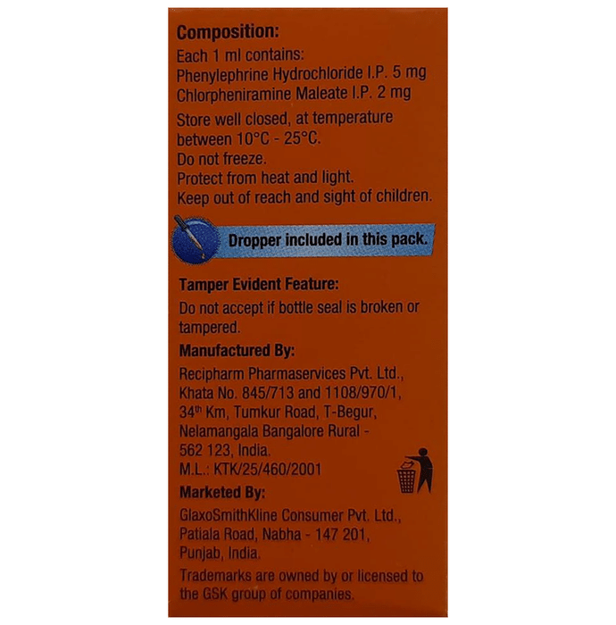 T-Minic Oral Drops Orange    Chlorpheniramine Maleate 2mg/ml + Phenylephrine 5mg/ml