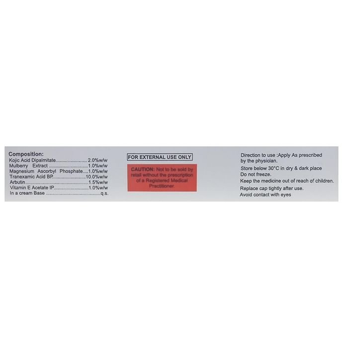 New Kromaglo Cream    Tranexamic Acid 10% w/w + Kojic Acid 2% w/w + Arbutin 1.5% w/w + Magnesium 1% 