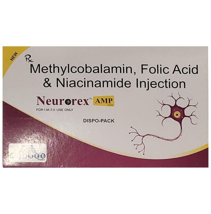 Neurorex AMP Injection    Folic Acid 0.7mg + Methylcobalamin 1500mcg + Niacinamide 12mg