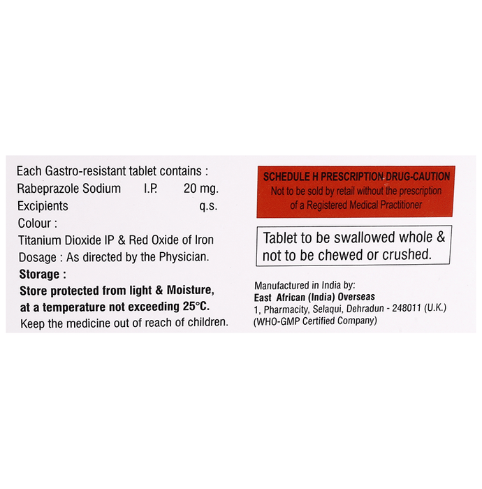 Rabron 20 Tablet    Rabeprazole 20mg