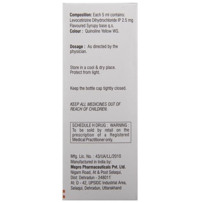 Teczine Syrup    Levocetirizine 2.5mg/5ml
