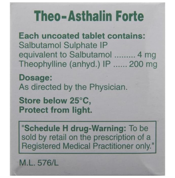 Theo-Asthalin Forte Tablet    Salbutamol 4mg + Theophylline 200mg