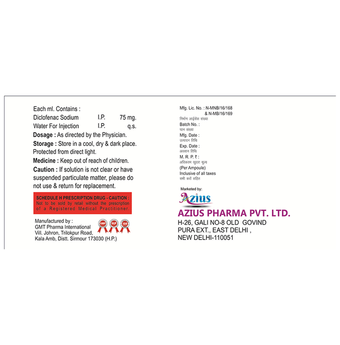 Siofen-AQ Injection    Diclofenac 75mg
