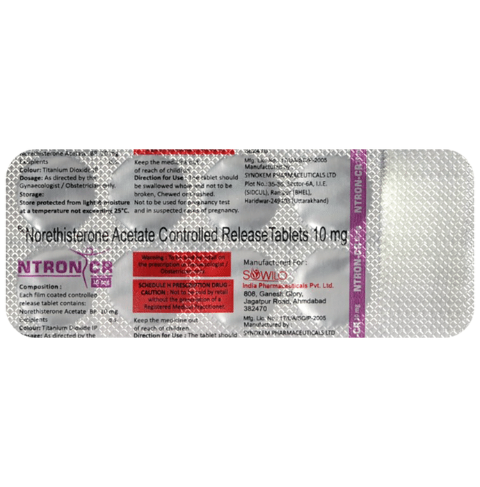 Ntron CR Tablet    Norethisterone 10mg