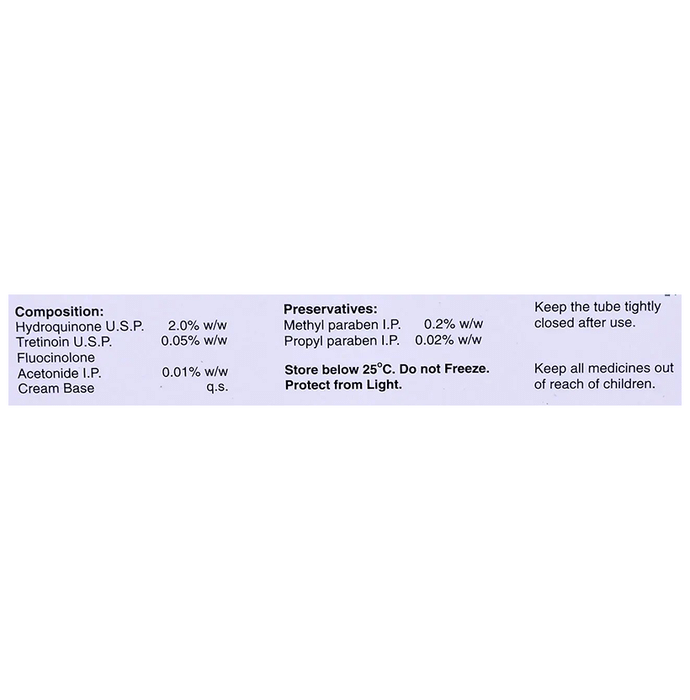 Triglow Cream    Hydroquinone 2% w/w + Tretinoin 0.05% w/w + Fluocinolone acetonide 0.01% w/w